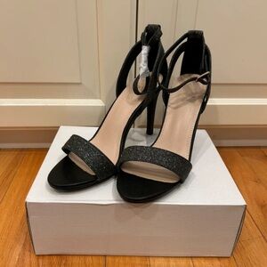 Allegra K Sparkling Black Strappy Heels